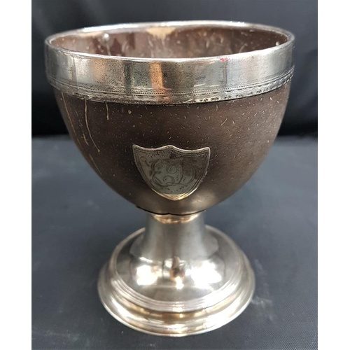 188 - Late 18th/Early 19th Century Silver Coconut Shell Goblet - Overall Weight 168 grams - 12cm high - 10... 