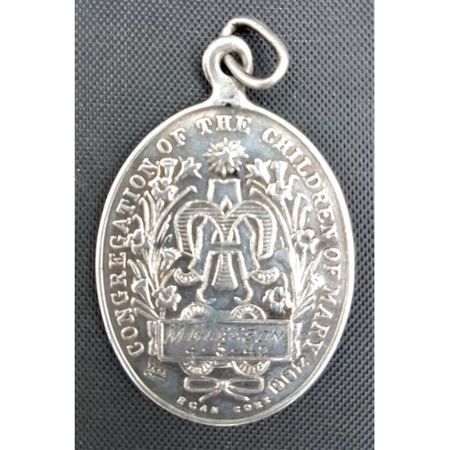 194 - Irish Silver Medal: Congregation of the Children of Mary, Dublin 1941 - retailed by Egan, Cork - 10 ... 