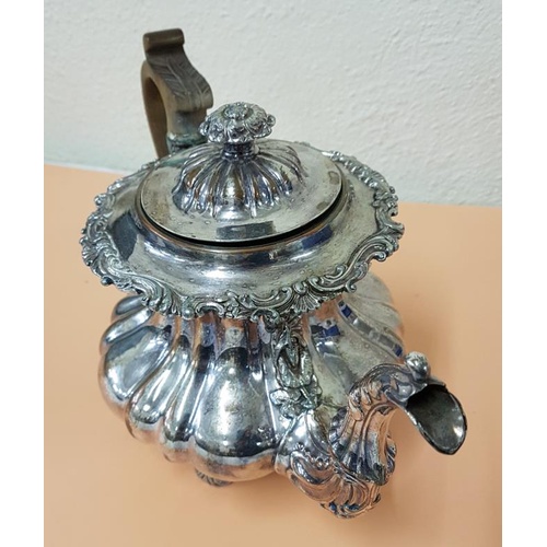 206 - Ornate William IV Old Sheffield Plate Tea Pot with shaped boxwood handle, in excellent condition c.1... 