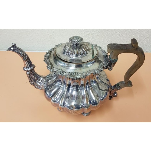 206 - Ornate William IV Old Sheffield Plate Tea Pot with shaped boxwood handle, in excellent condition c.1... 