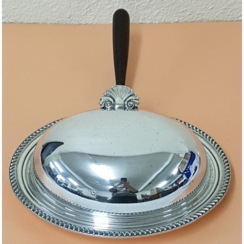 209 - Late 19th /Early 20th Century Silver Plated Muffin Dish with mahogany handle and shell motif thumb p... 
