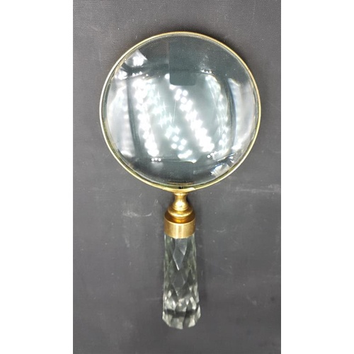 219 - Brass and Clear Glass Magnifying Glass - 22cm x 10cm diameter