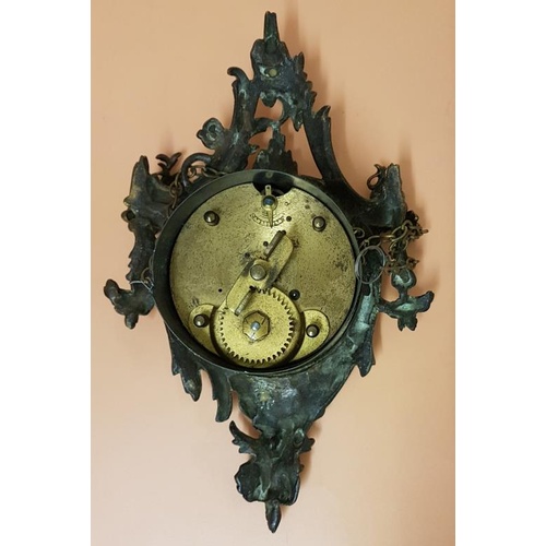 226 - Late 19th Century Gilt Bronze Castell Clock in working condition - 28cm long z 18.5cm diameter