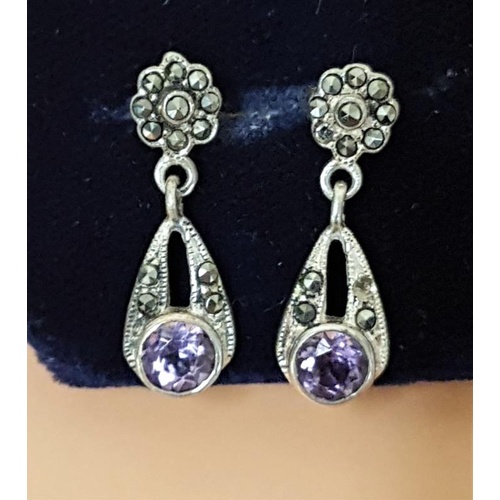 249 - Pair of 925 Silver and Amethyst Earrings