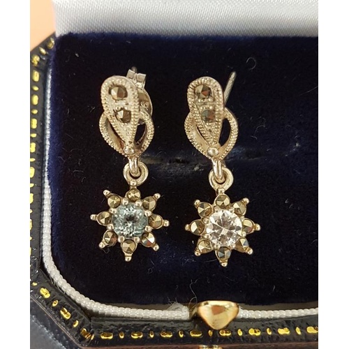 255 - 925 Silver and Zircona Drop Earrings