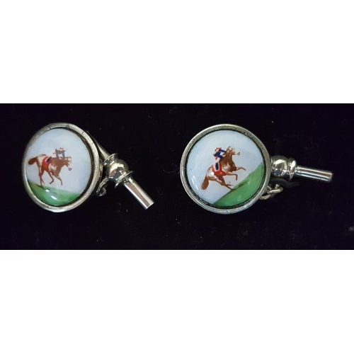 273 - Pair of 925 Silver Horse Racing Cufflinks