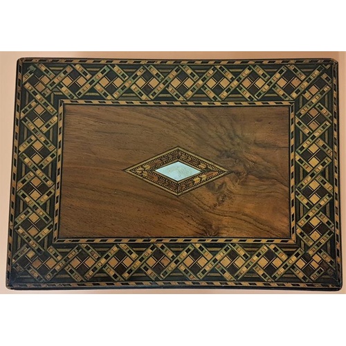 320 - Fine Quality Lady's Jewellery Box with Marquetry Inlay and fitted interior.- c11ins x 7.5ins deep x ... 