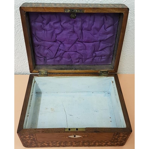 320 - Fine Quality Lady's Jewellery Box with Marquetry Inlay and fitted interior.- c11ins x 7.5ins deep x ... 