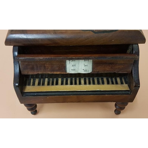 321 - Early 20th Century mahogany piano music box with painted Chopin portrait decoration. Undamaged and i... 