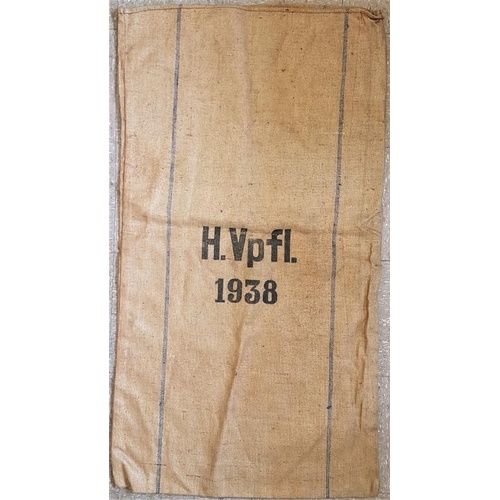 356 - Original German Hessian 1938 flour sack. 127cm x 69cm (good condition).
