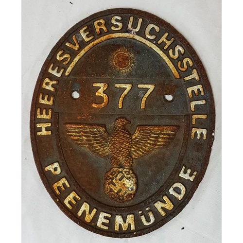 373 - German Oval Metal Door or Wall Plaque, c.6.5 x 8in