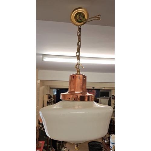 379 - Early 20th Century Superb Quality Pendant Light, copper gallery stamped made in England with Reg Num... 