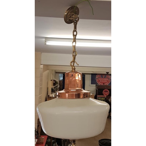 380 - Early 20th Century Superb Quality Pendant Light, copper gallery stamped made in England with Reg Num... 