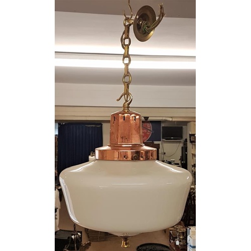381 - Early 20th Century Superb Quality Pendant Light, copper gallery stamped made in England with Reg Num... 