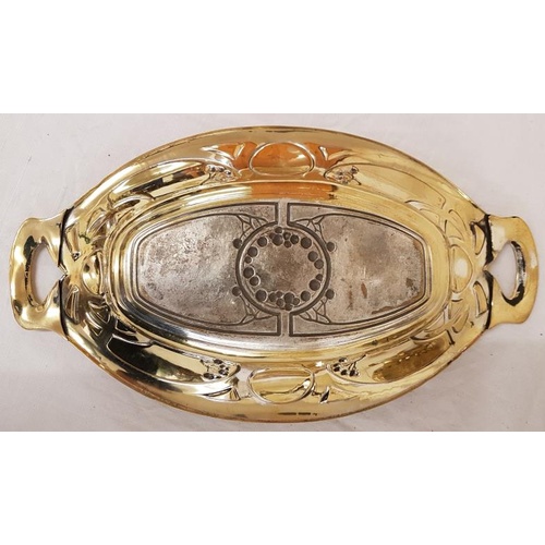 387 - Art Nouveau dish, & brass lamp pot