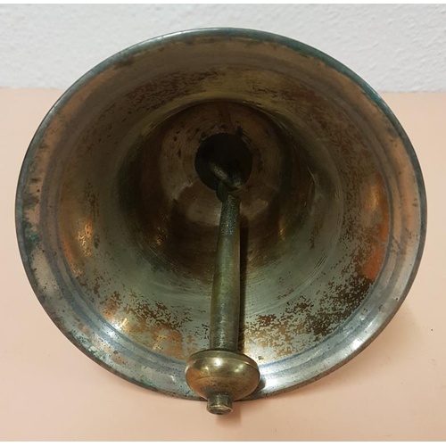 391 - Large Early 19th Century fine Quality Bronze and Mahogany School or Church Bell with ring turned han... 