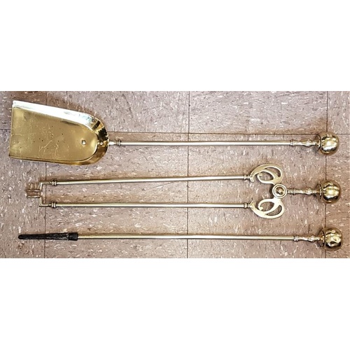 395 - Set of Victorian Brass Fire Irons (3)