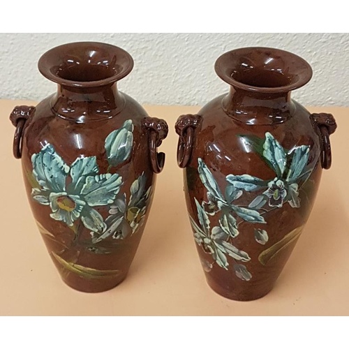 419 - Early 20th Century Watcomb hand decorated vases. Part loss to one ring reverse side, otherwise perfe... 