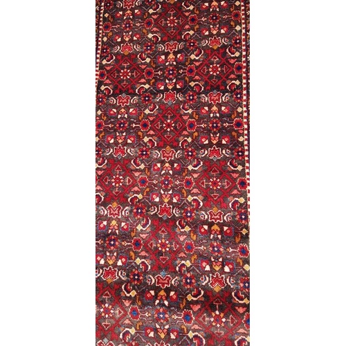 447 - Handmade Iranian Gallery Runner. Floral Pattern Design, full pile (clean), 100% pure wool. 367cm x 7... 