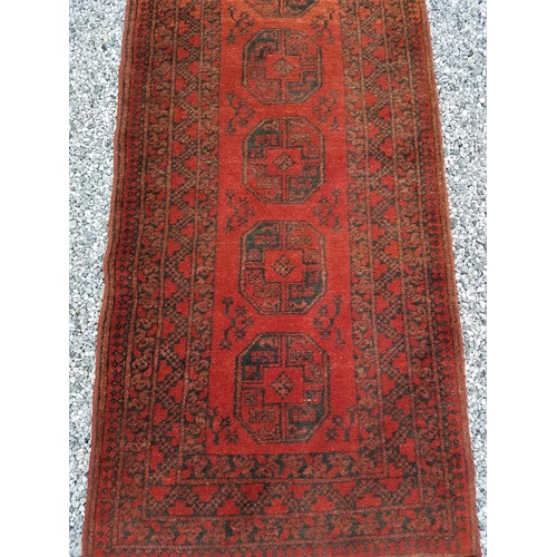 454 - Handmade Persian Bokhara 100% pure wool runner. Full pile (clean). Size 285 x 79cm