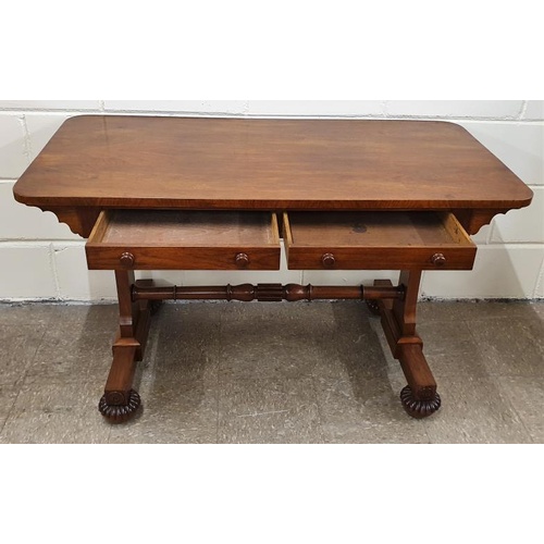 458 - Very Fine Quality William IV Rosewood Library Table, c.48in wide, 24in deep and 28.5in tall