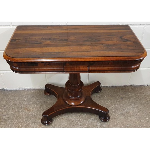 459 - Very Fine Quality William IV Rosewood Card Table on octagonal column and four splay pod, c.36in wide... 