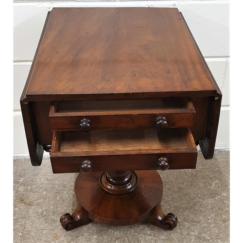 461 - William IV Mahogany Drop Leaf Occasional Table on a pod base, c.22.5in x 34.5in x 28in tall