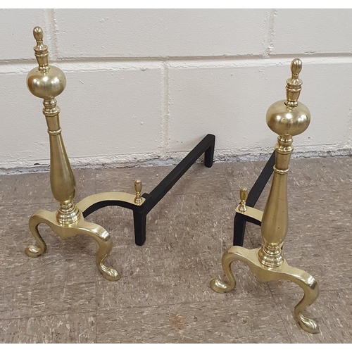 470 - Pair of Decorative Brass and Steel Fire Dogs