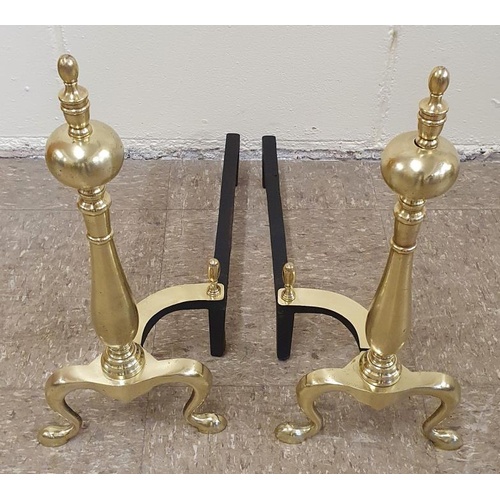 470 - Pair of Decorative Brass and Steel Fire Dogs