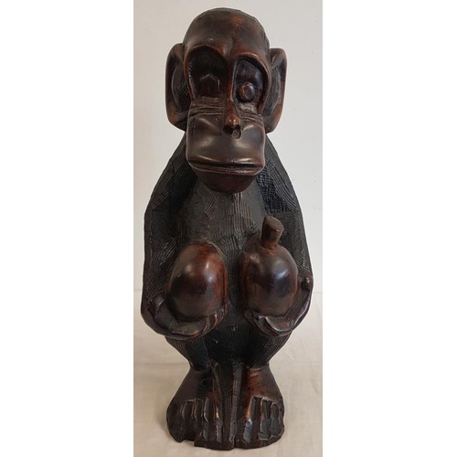 100A - Carved Wooden Monkey - 15ins tall