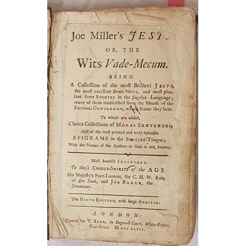 145 - The Irish Miscellany or Teagueland Jests, the Second Edition, London 1747, Printed for; and sold by ... 