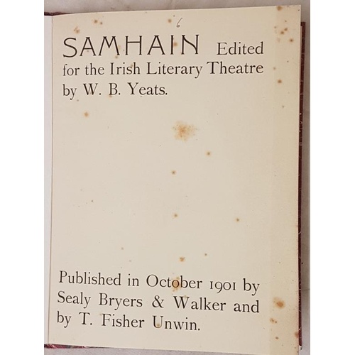 172 - Samhain, Edited for the Irish Literary Theatre by William Butler Yeats. Sealy, Bryers and Walker. 19... 