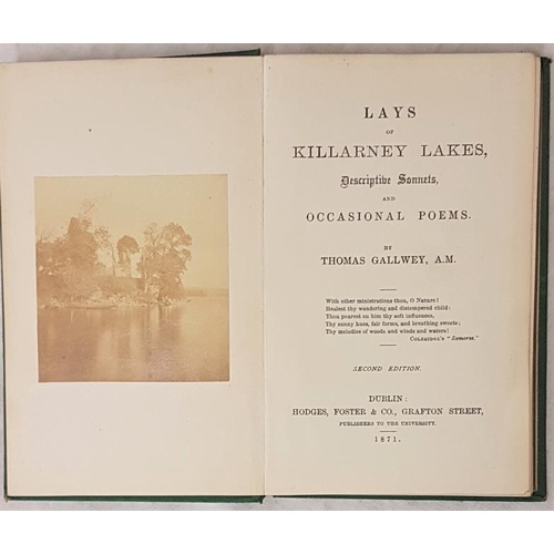 183 - Lays of Killarney Lakes, Descriptive Sonnets and Occasional Poems. Thomas Gallwey Hodges, Foster. 18... 