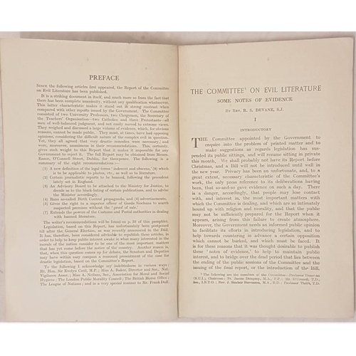 189 - Evil Literature. Some Suggestions. Rev. R. S. Devane, Foreword by Right Hon. Sir Evelyn Cecil. Dubli... 