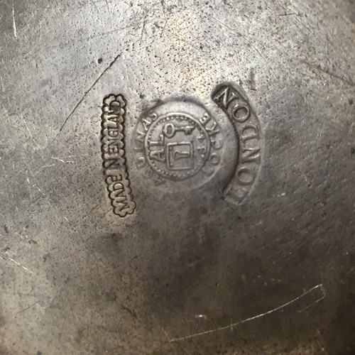 21 - Antique Georgian Ale Tankard, Large pewter charger, & 8 set pewter plates