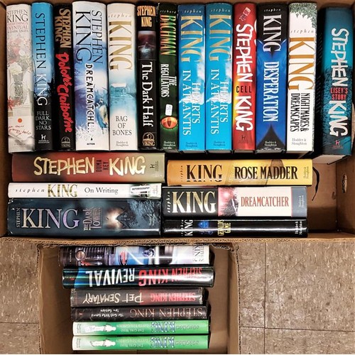 2 - A Box of 25 Stephen King Novels, 7 US First Editions in DJs and 18 UK First Editions in DJs