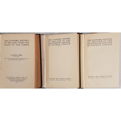 58 - George O’Brien, 3 vols on Irish Economic History from the library of Patrick Lynch with his si... 