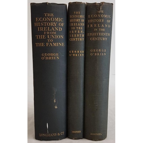 58 - George O’Brien, 3 vols on Irish Economic History from the library of Patrick Lynch with his si... 