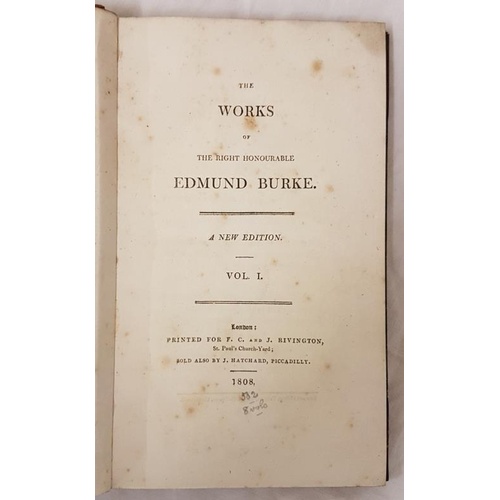 80 - The Works of Edmund Burke. 1808. 8 volume set. Fine half calf, marbled boards