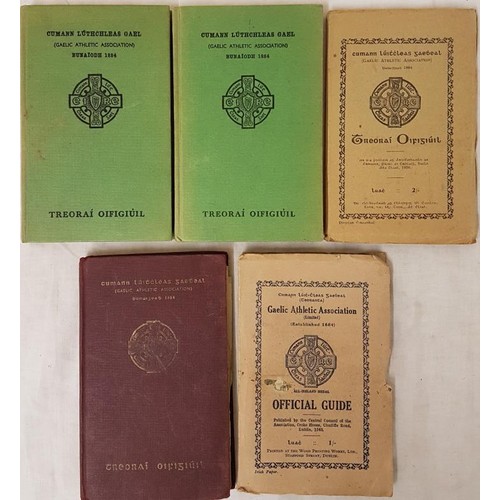 116 - GAA Treoraí Oifigiúil. Official Guides. 1943, 1947, 1950, 1966, 1966. Unusual set. 5 b... 