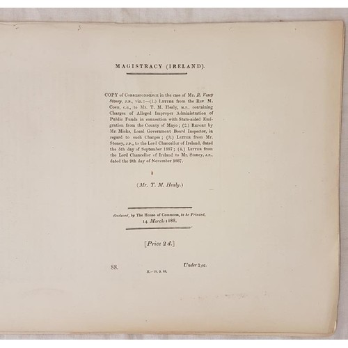 149 - County Mayo. Correspondence and Reports in Case of Mr. R. V. Vesey Stoney. re Alleged Improper Admin... 