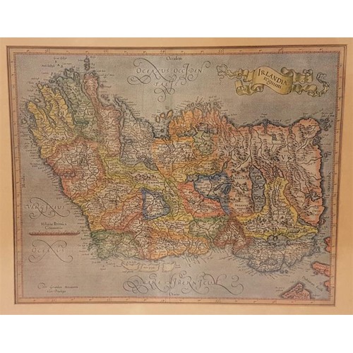 563 - Map of Ireland Gerard Mercator (1512-1594) Irlandia Regnum: A framed hand coloured engraved map of I... 