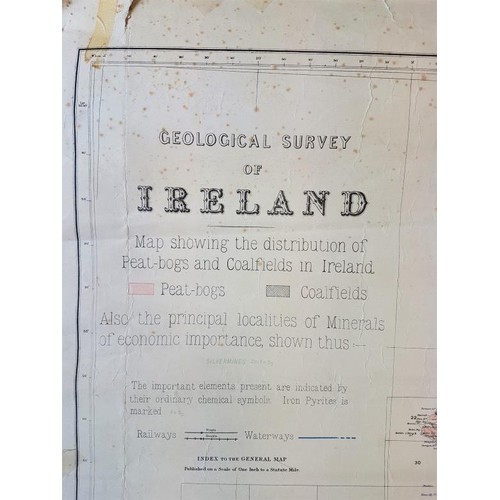 565 - Geological Survey of Ireland, Map showing the distribution of Peat-bogs and Coalfields in Ireland, O... 