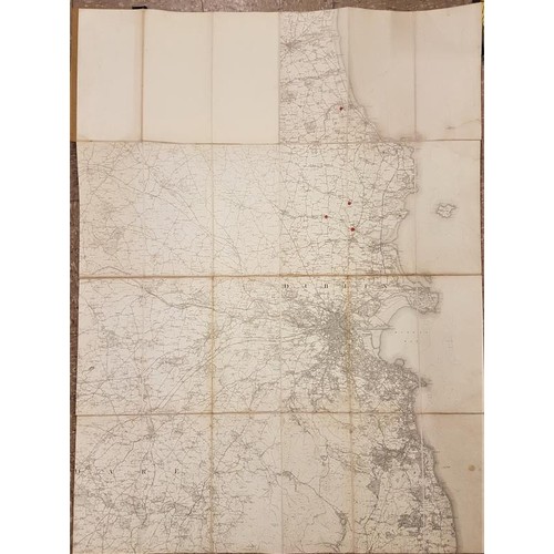 569 - Very Large Folding Map of Dublin City and County, canvas back, c.36in x 48in