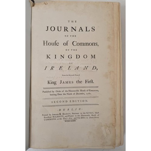 27 - The Journals of the House of Commons of the Kingdom of Ireland, Dublin 1763 in contemporary binding ... 