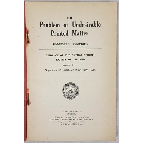 638 - The Problem of Undesirable Printed Material. Suggested Remedies evidence of the Catholic Truth Socie... 