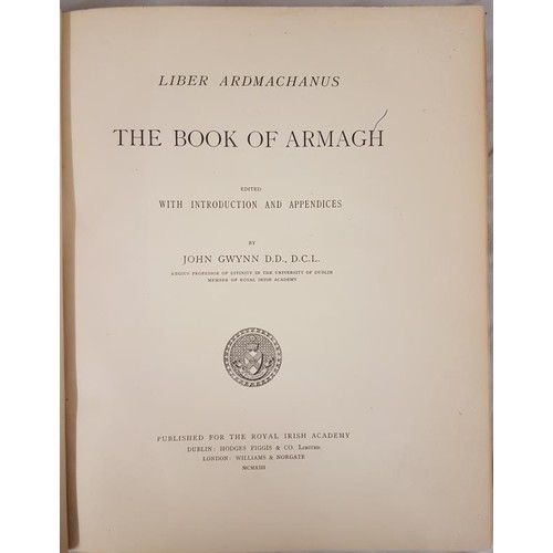 59 - John Gwynn Liber Ardmachanus (The Book of Armagh) 1913. Limited edition (400) Thick folio. With 6 ti... 