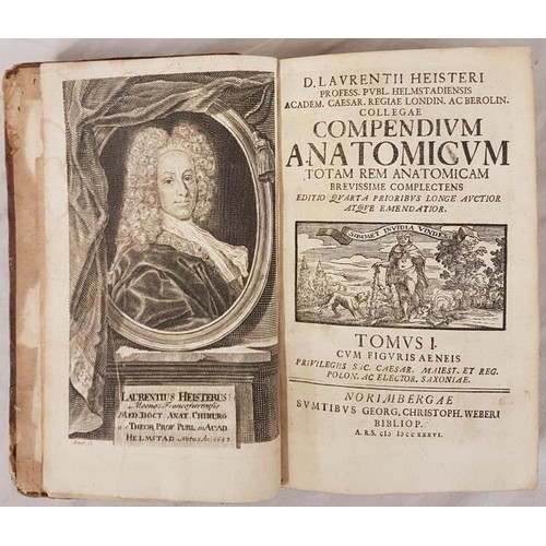 67 - D. Laurentii Heisteri. Compendium Anatomicuim, 1736. 2 volumes in 1. With nine scarce folding a... 