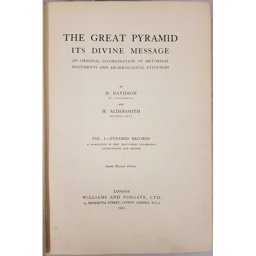 74 - Egyptology:   Davidson and Arrowsmith. The Great Pyramid. Its Divine Message. An Original ... 