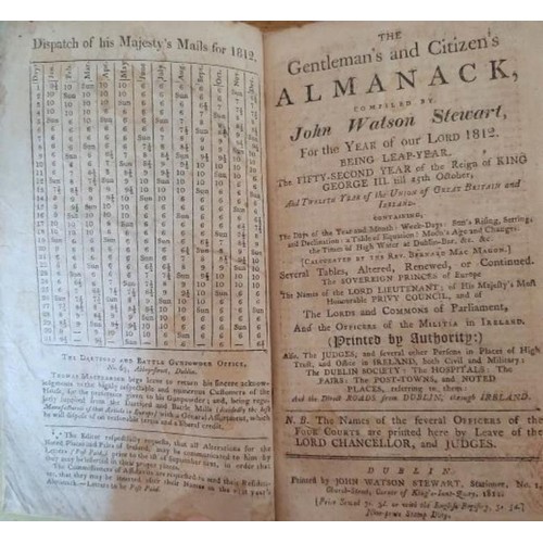113 - Watson’s Gentlemen’s and Citizens’ Almanack 1812 (Dublin) in recent marbled boards... 